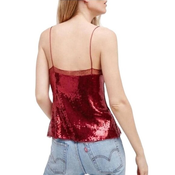 Free People Sassy Red Sequin Cami Tank Top - Picture 2 of 7